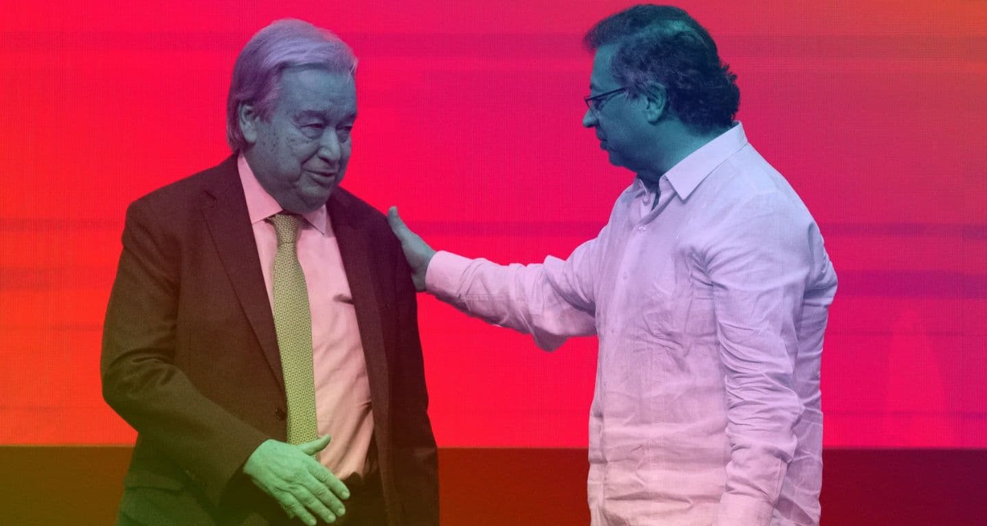 El secretario general de la ONU, Antonio Guterres, y el presidente de Colombia, Gustavo Petro. [Luis ACOSTA / AFP]